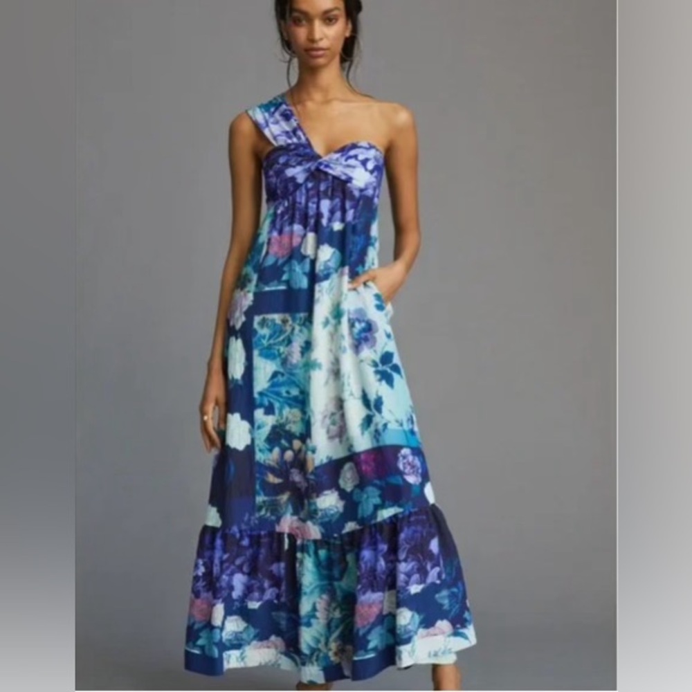 Anthropologie Maeve One Shoulder Maxi Dress